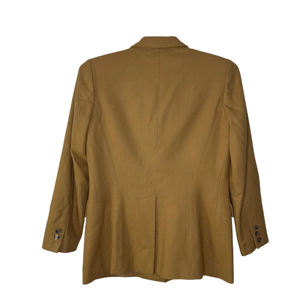 Vintage 100% Wool Safari Blazer Women's 6 Camel Tan‎ Utility Jacket Made in USA - Picture 2 of 9